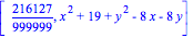 [216127/999999, x^2+19+y^2-8*x-8*y]